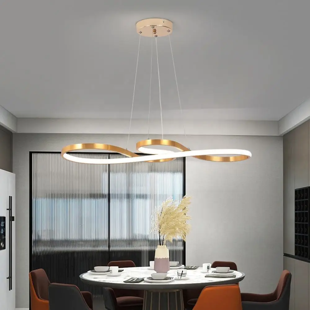 Circular Aluminum Ceiling Fixture Dimmable LED 30 in Ring Hanging Light for Dining Table Kitchen Island Modern Overhead Chandelier with Remo | Thomler