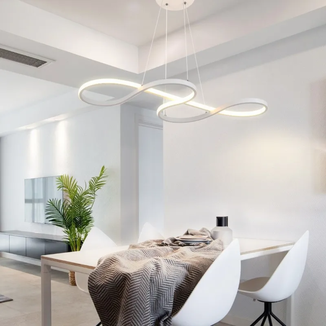 Modern Circle Hanging Fixture with Remote Dimming for Dining Room & Kitchen Island Adjustable Height 47 in Black White Gold Finish Contempor | Thomler