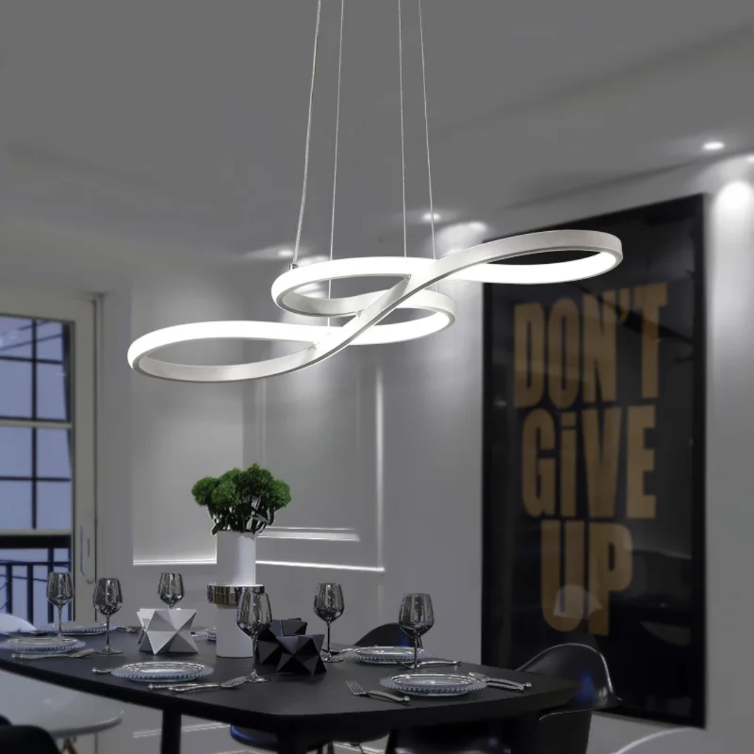 Modern Circle Hanging Fixture with Remote Dimming for Dining Room & Kitchen Island Adjustable Height 47 in Black White Gold Finish Contempor | Thomler
