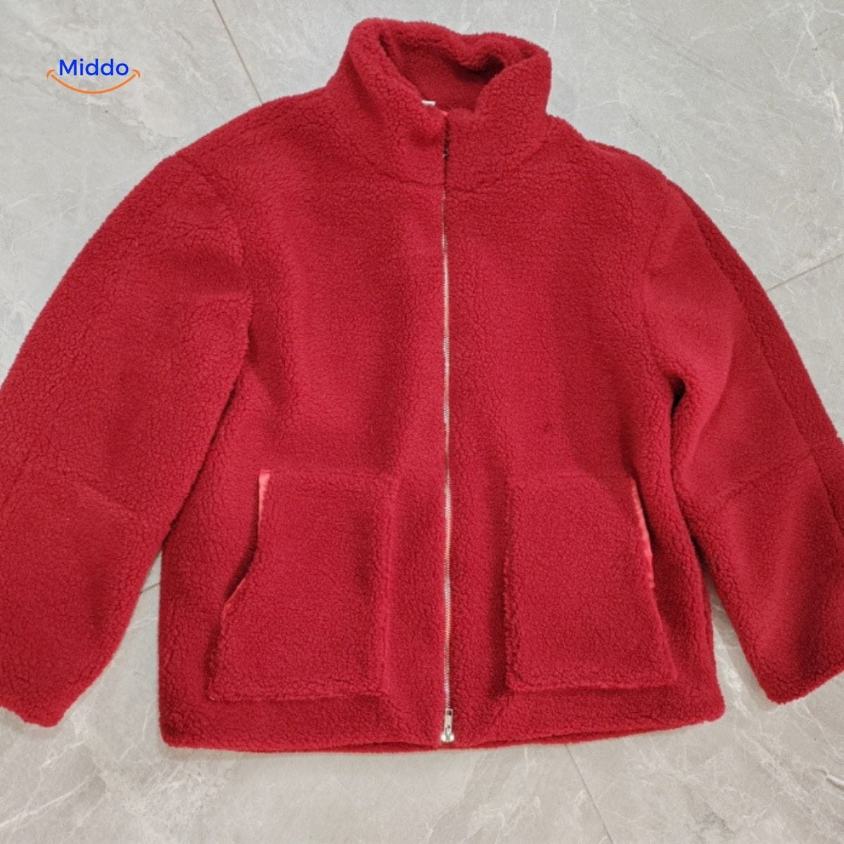 Faux Shearling Jacket with Stand Collar for Women – Plush Sherpa Winter Coat