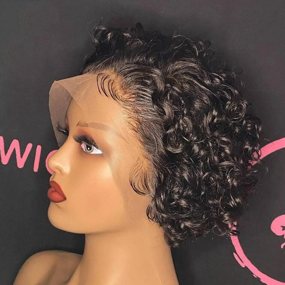 Lace Front Short Curly Pixie Bob Human Hair Weave Wig
