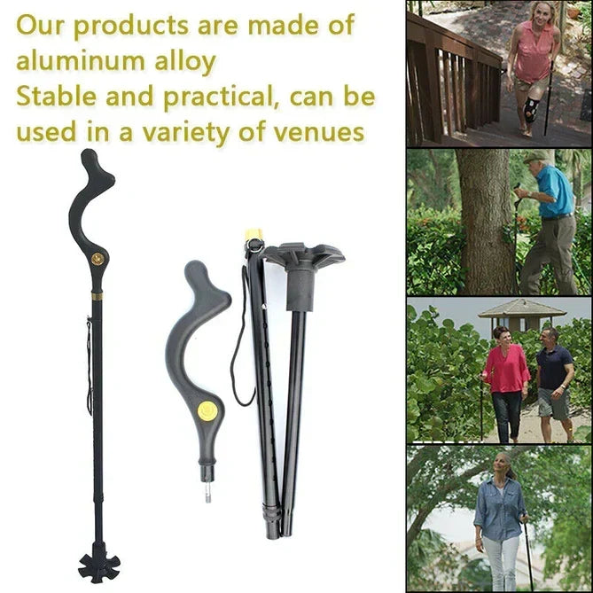 Verstelbare wandelstok met ergonomische handgreep en 360-graden voet, 12 hoogte-instellingen