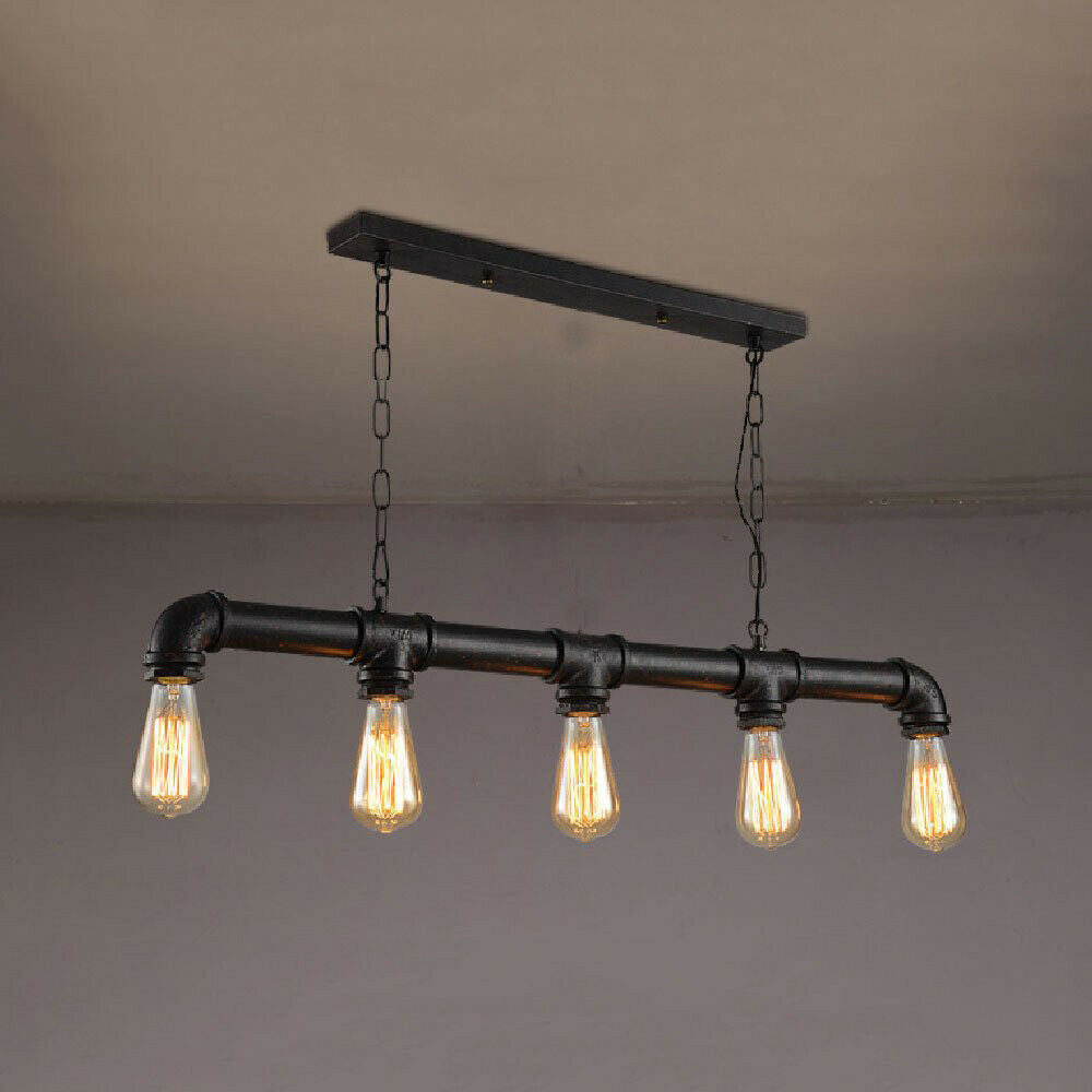 IJzeren Pijp Plafondlamp 110 cm Hoog Steampunk Hanglamp E27 Fitting Retro Industriële Stijl Eetkamer Keuken Bar Restaurant Café Loft | Thomler