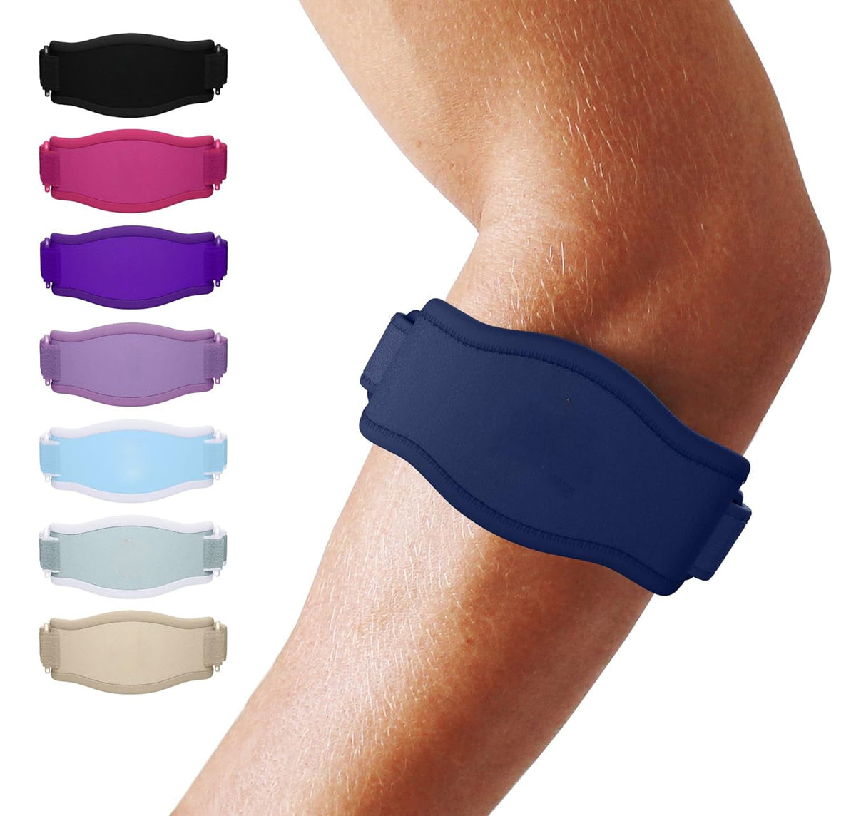 Verstelbare elleboogcompressiebrace met drie klittenbandsluitingen