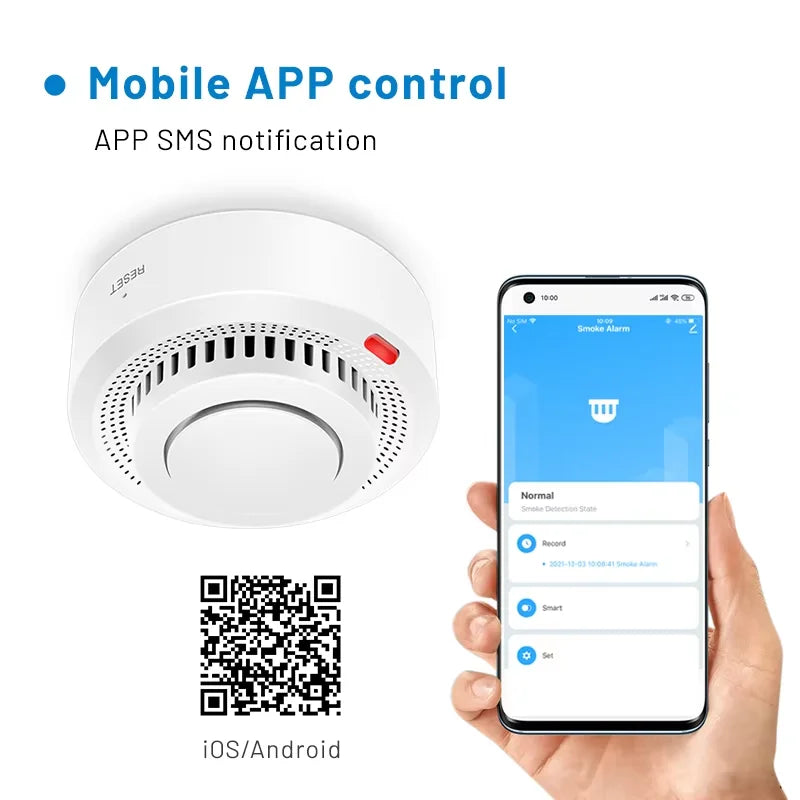 Detector de humo y calor WiFi inteligente con alarma contra incendios