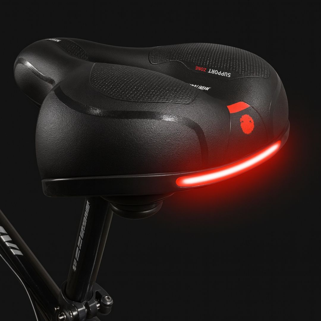 Cushioned Bicycle Seat with Built-In Suspension & Reflector for Road & Mountain Bikes, Comfort Gel Foam Padded Bike Saddle for Men Women