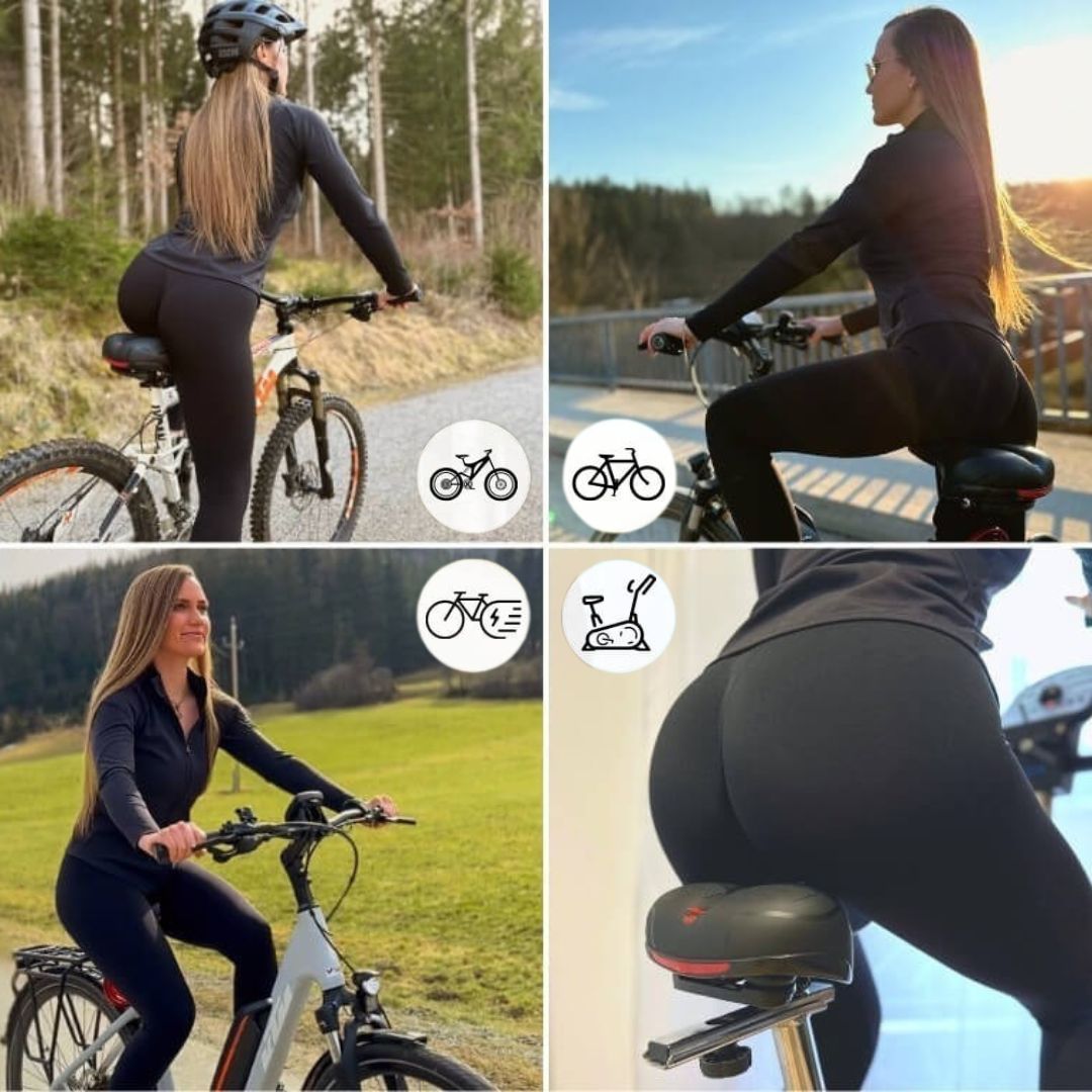 Cushioned Bicycle Seat with Built-In Suspension & Reflector for Road & Mountain Bikes, Comfort Gel Foam Padded Bike Saddle for Men Women