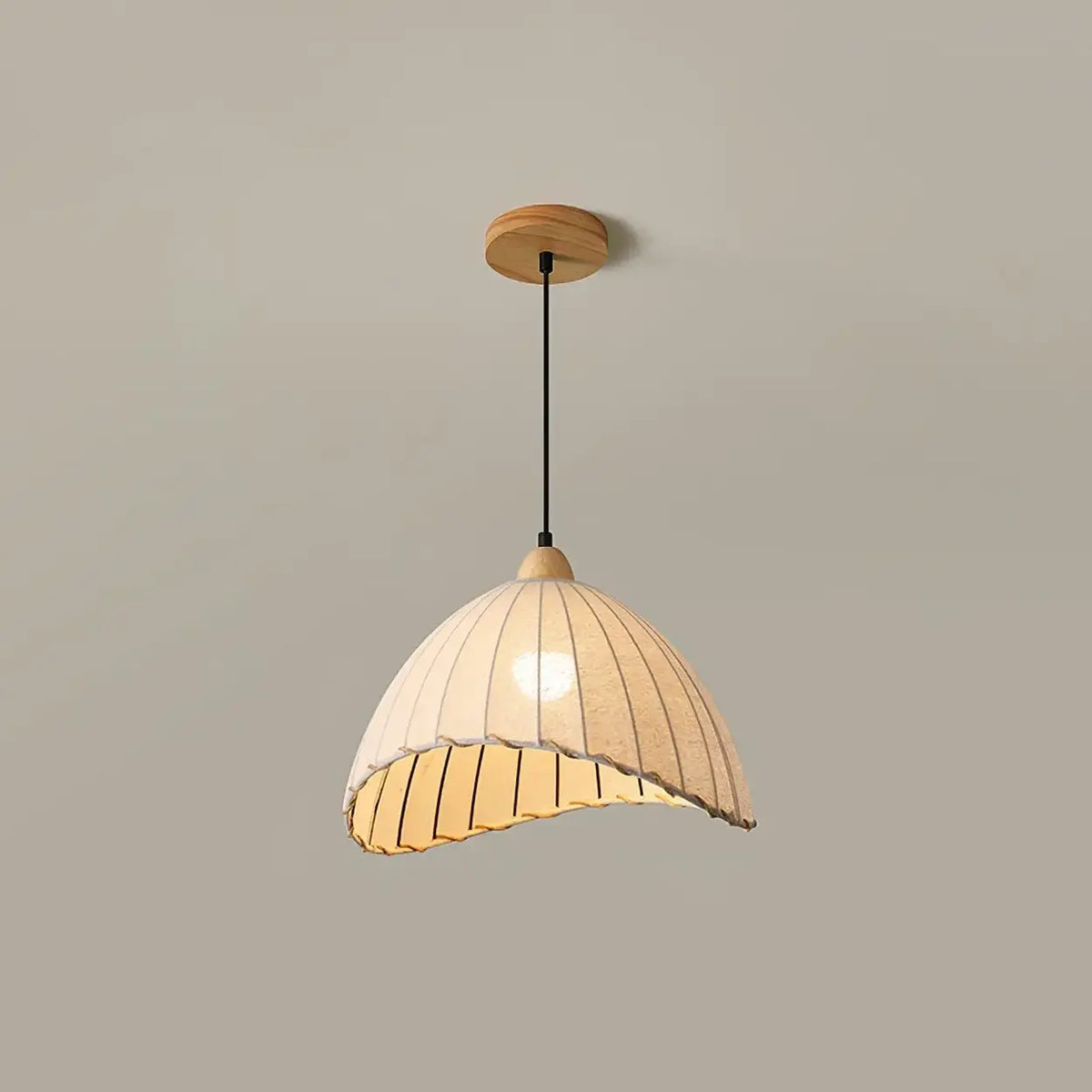 Wood & Linen Drum Ceiling Light 59 in Drop for Dining Tables Kitchen Islands E27 Socket Adjustable Hanging Fixture Natural Minimalist | Thomler