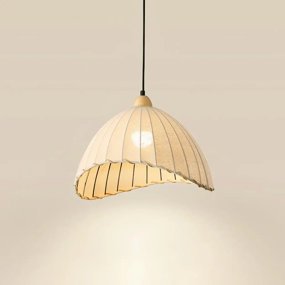 Wood & Linen Drum Ceiling Light 59 in Drop for Dining Tables Kitchen Islands E27 Socket Adjustable Hanging Fixture Natural Minimalist | Thomler