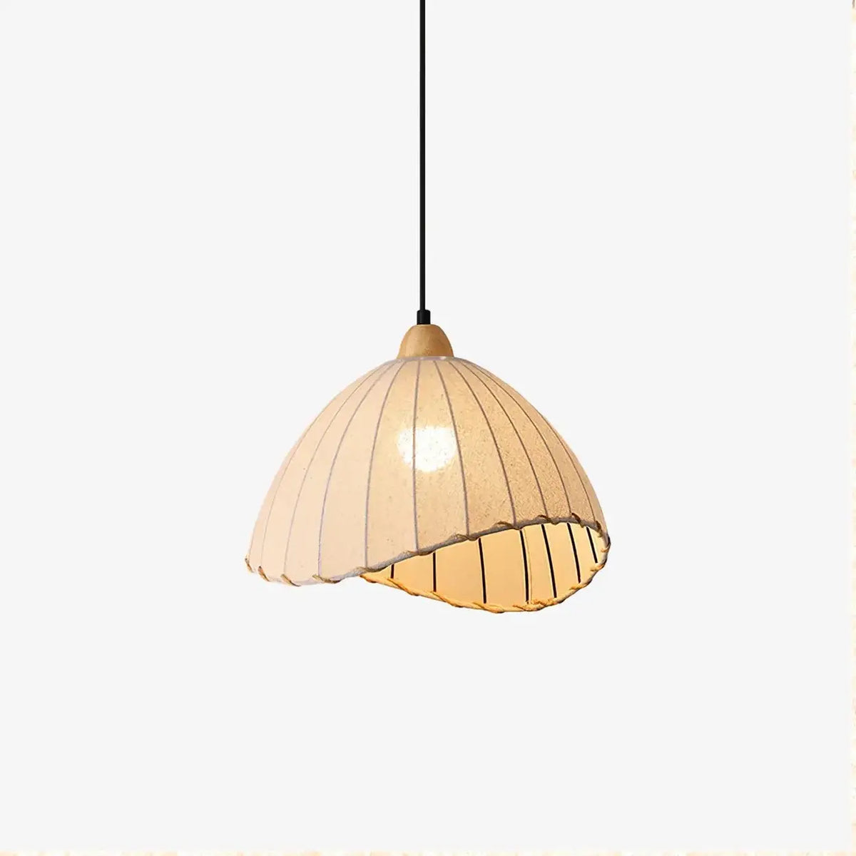 Wood & Linen Drum Ceiling Light 59 in Drop for Dining Tables Kitchen Islands E27 Socket Adjustable Hanging Fixture Natural Minimalist | Thomler