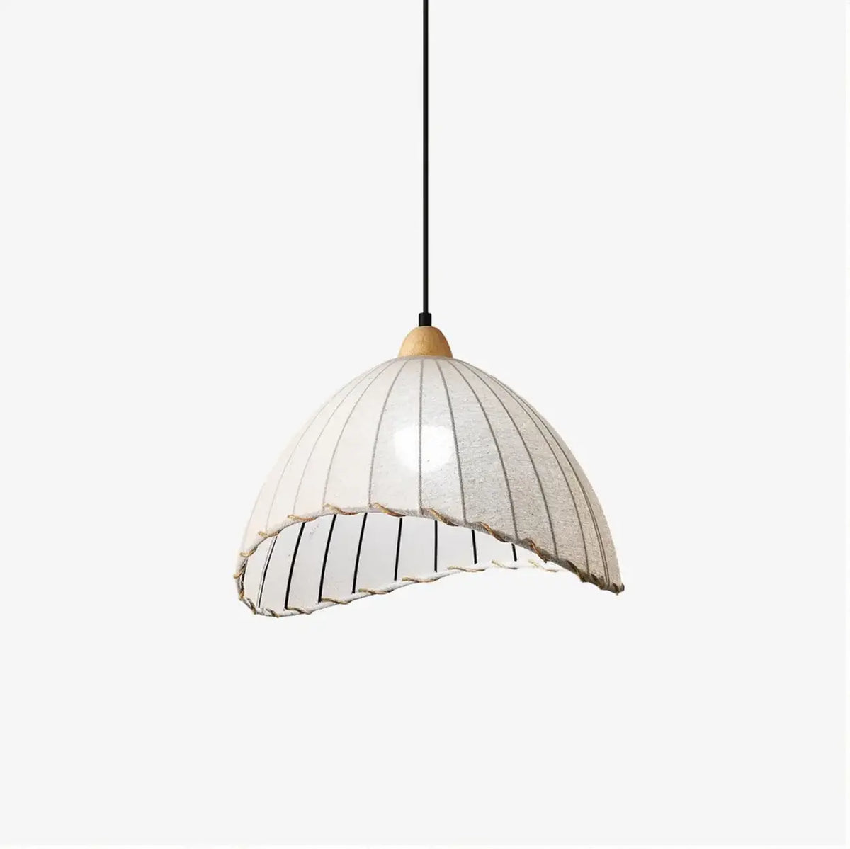 Wood & Linen Drum Ceiling Light 59 in Drop for Dining Tables Kitchen Islands E27 Socket Adjustable Hanging Fixture Natural Minimalist | Thomler