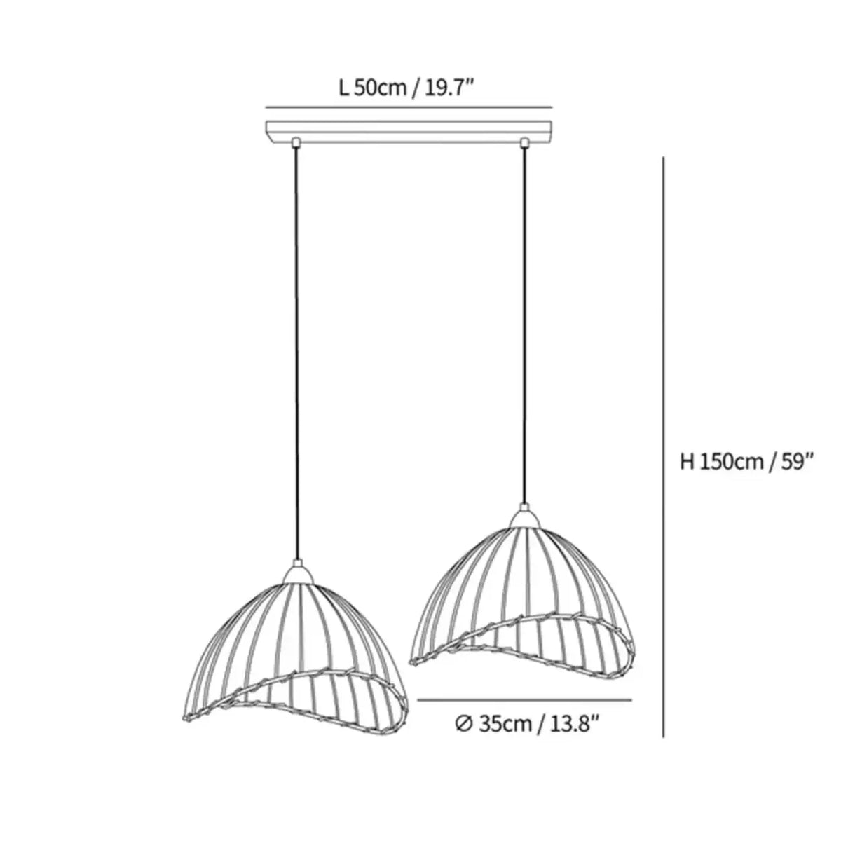 Wood & Linen Drum Ceiling Light 59 in Drop for Dining Tables Kitchen Islands E27 Socket Adjustable Hanging Fixture Natural Minimalist | Thomler
