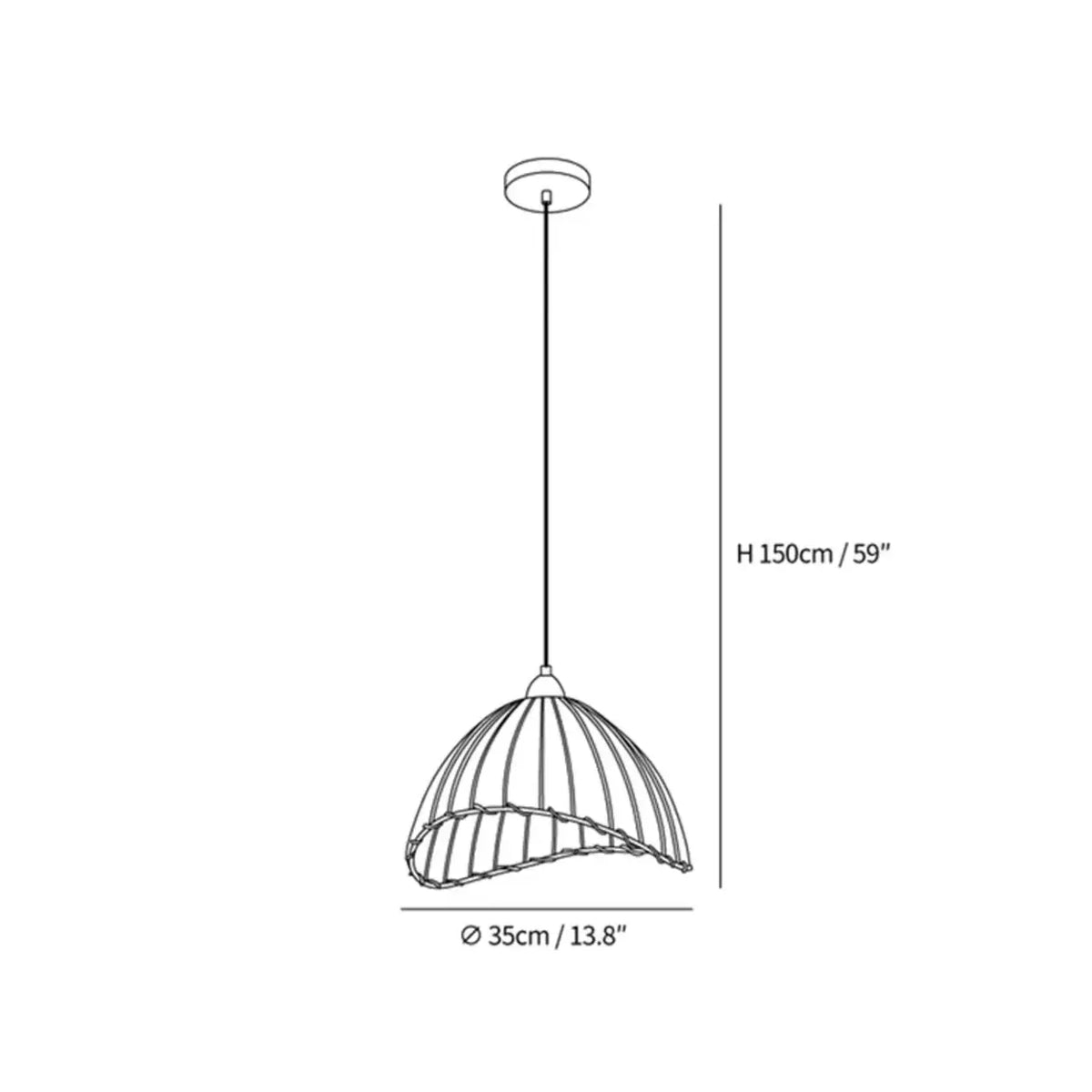 Wood & Linen Drum Ceiling Light 59 in Drop for Dining Tables Kitchen Islands E27 Socket Adjustable Hanging Fixture Natural Minimalist | Thomler