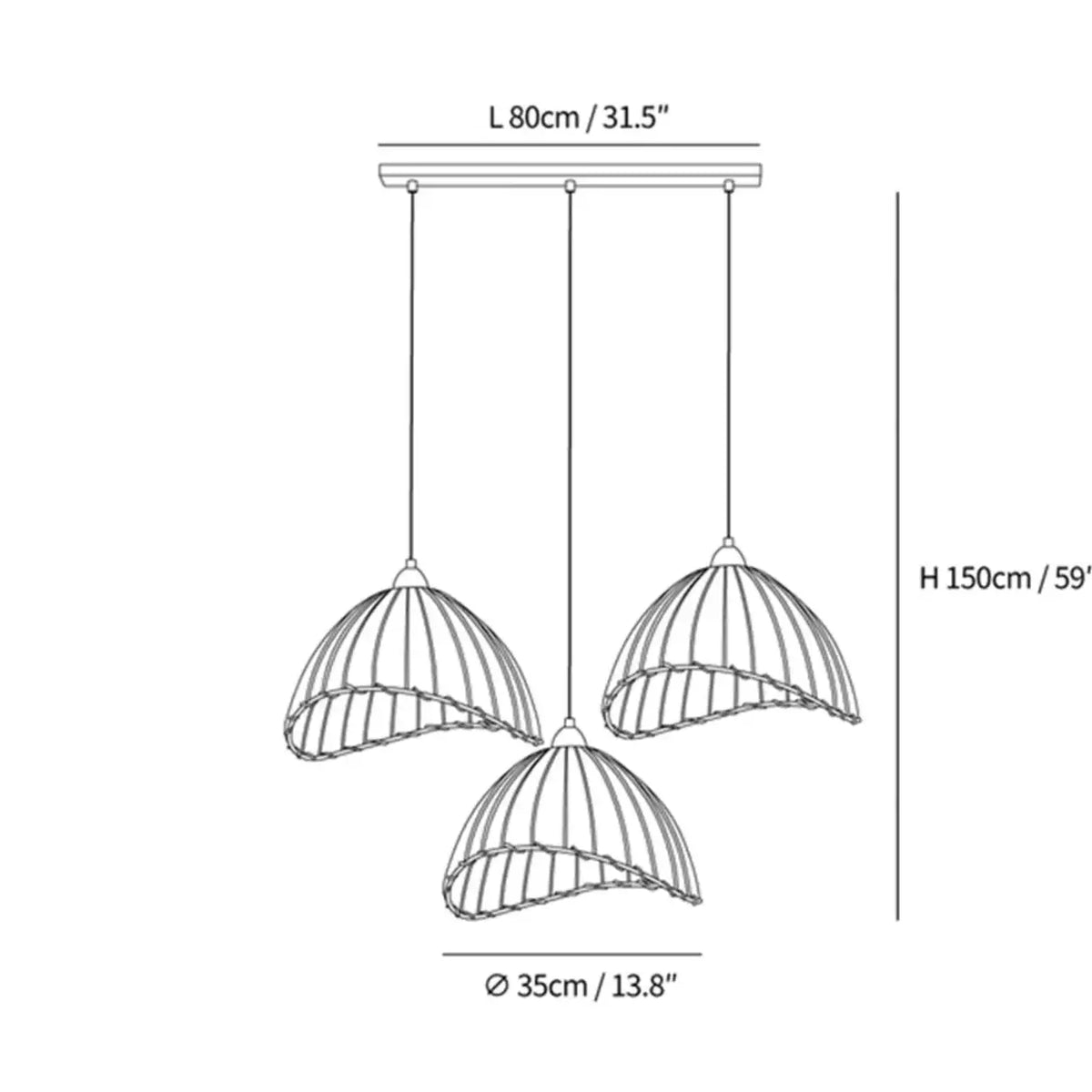 Wood & Linen Drum Ceiling Light 59 in Drop for Dining Tables Kitchen Islands E27 Socket Adjustable Hanging Fixture Natural Minimalist | Thomler
