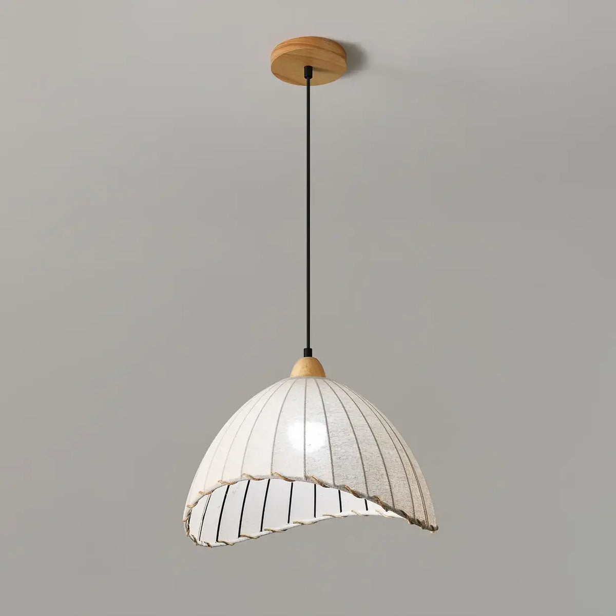 Wood & Linen Drum Ceiling Light 59 in Drop for Dining Tables Kitchen Islands E27 Socket Adjustable Hanging Fixture Natural Minimalist | Thomler