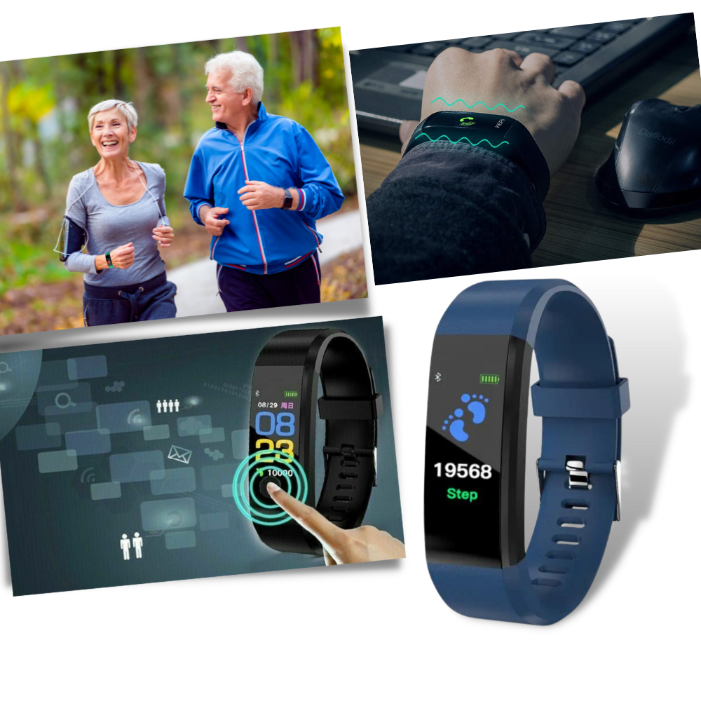 Reloj inteligente de monitoreo de salud con rastreador de frecuencia cardíaca y presión arterial para adultos mayores | Pantalla de fácil lectura | Contador de pasos y monitor de sueño | EE. UU.