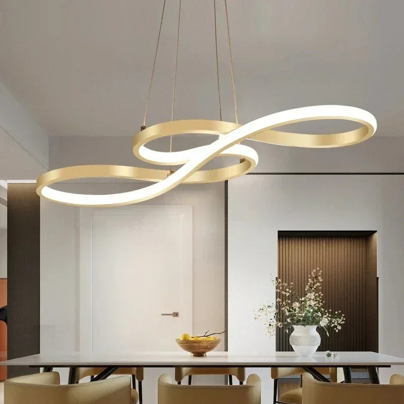 Adjustable Ring Ceiling Light with Remote Dimmable LED 37 in Gold for Dining Room Kitchen Island Modern Hanging Fixture 3-Color Temperature | Thomler