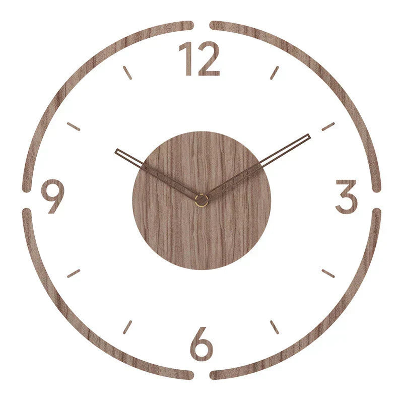 Wooden Silent Wall Clock 14 Inch Round Timepiece for Modern Homes Nordic Minimalist Decor Battery Operated Bedroom Kitchen Living Room Offic | Thomler