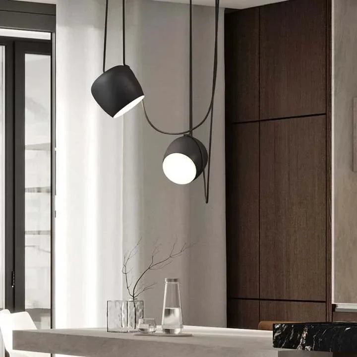 Ceiling Pendant Light Fixture with Adjustable Heads and Cable, 10W LED Dimmable Hanging Lamp, Black Aluminum Modern Lighting for Kitchen Isl | Thomler