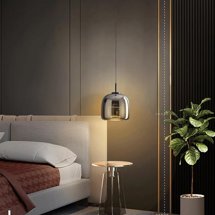 Lámpara de techo de cristal ahumado con casquillo E27, acabado negro y cable ajustable para isla de cocina, dormitorio y comedor, estilo minimalista escandinavo | Thomler