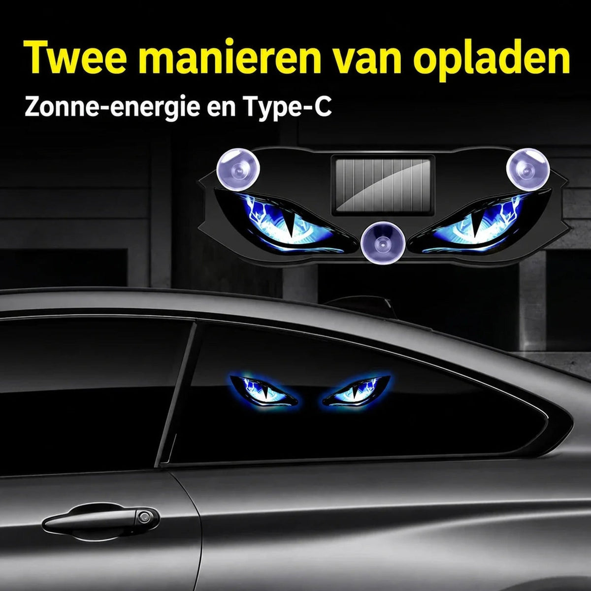 Solarbetriebene Auto-Lichtanzeige mit Bewegungssensor und Saugnäpfen