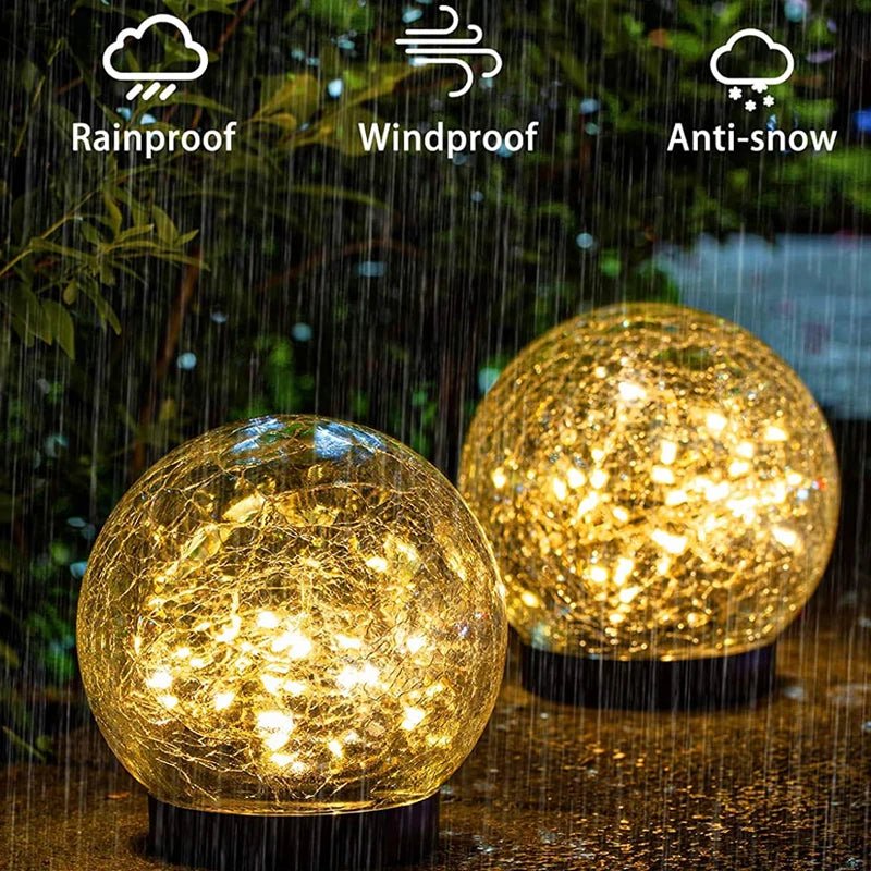 Solar-Powered Textured Globe Stake Light 6 Inch Waterproof LED Pathway Garden Yard Decoration Automatic Dusk Dawn Sensor Ambient Glow Landsc | Thomler