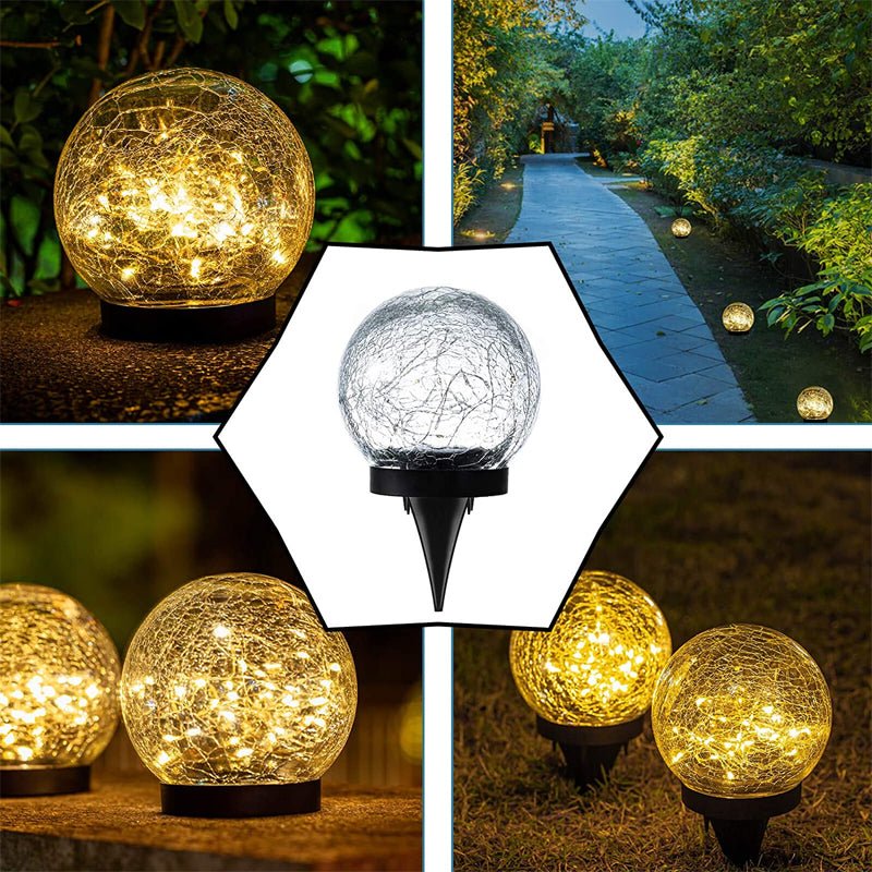 Outdoor Solar Stake Light Decorative Textured Glass Globe Orb Lamp for Garden Patio Pathway Yard Decoration Dusk to Dawn Sensor Weatherproof | Thomler