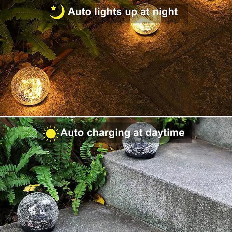 Solar-Powered Textured Globe Stake Light 6 Inch Waterproof LED Pathway Garden Yard Decoration Automatic Dusk Dawn Sensor Ambient Glow Landsc | Thomler