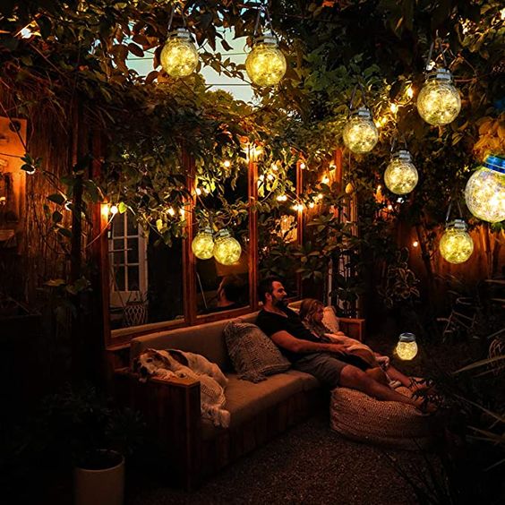Outdoor Crackled Glass Solar Lantern with Auto Dusk Sensor & LED Light for Garden, Patio, Pathway & Porch Decor | Thomler
