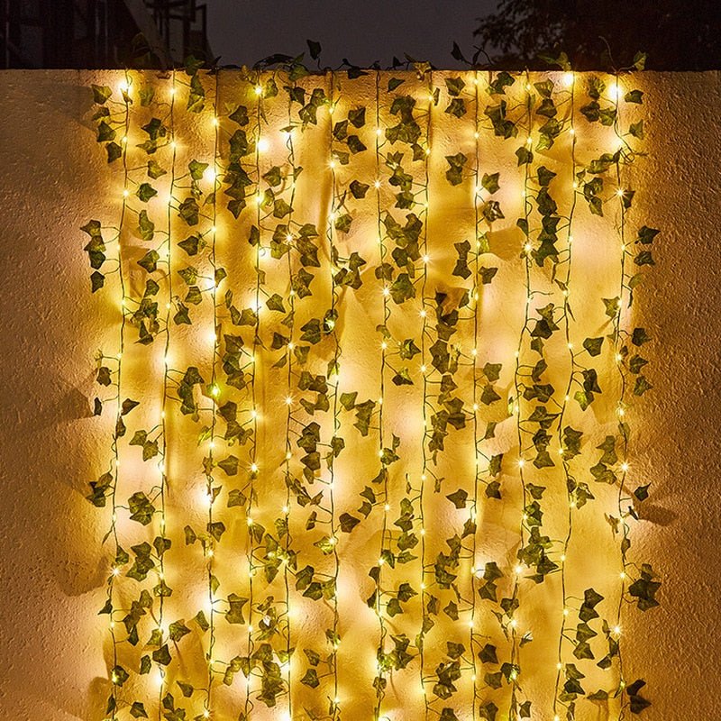 Outdoor Solar LED-lichtsnoer met bladvorm, voor terras, tuin, schutting, pergola en boomdecoratie, waterdicht, schemerschakelaar (auto aan/uit) | Thomler