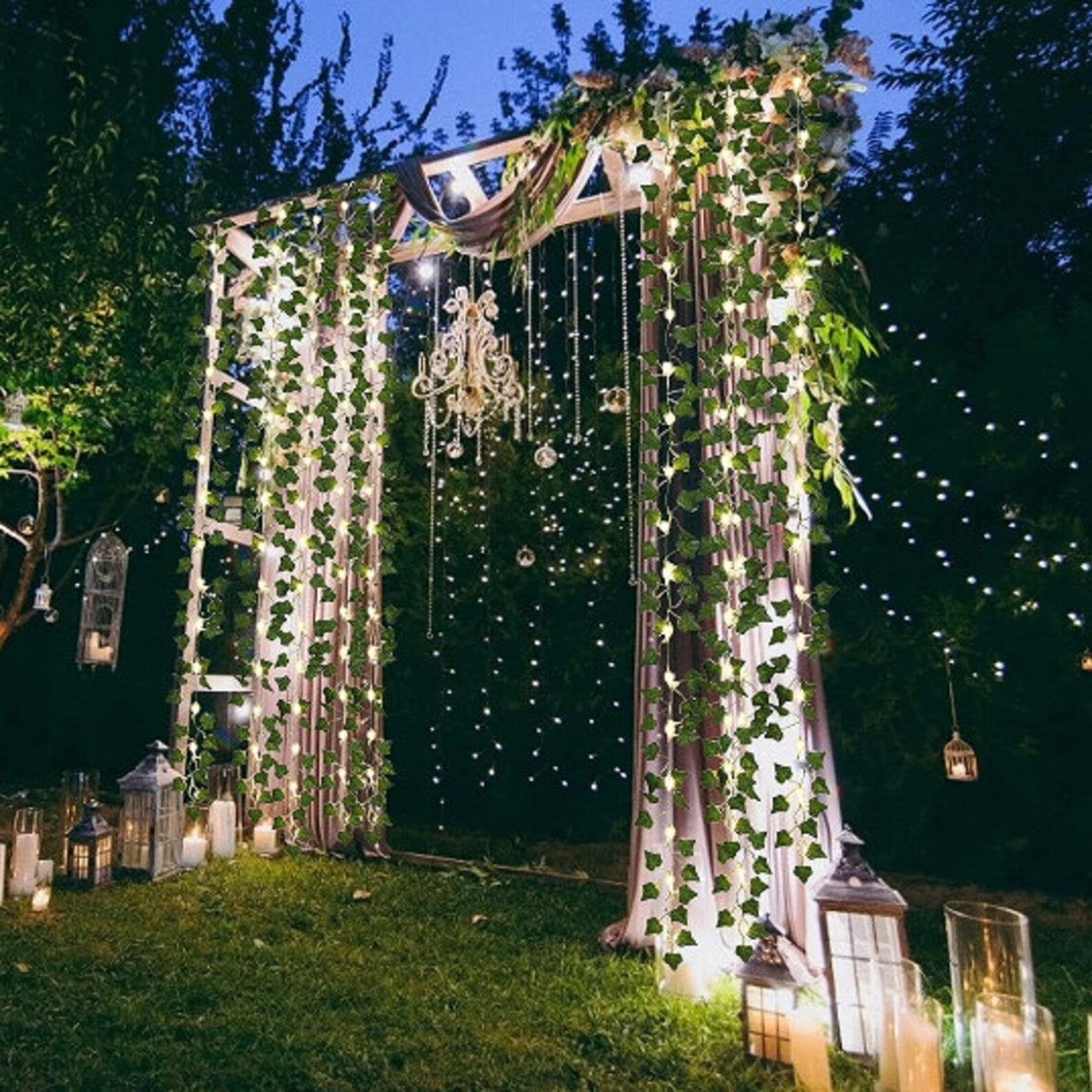 Outdoor Solar LED-lichtsnoer met bladvorm, voor terras, tuin, schutting, pergola en boomdecoratie, waterdicht, schemerschakelaar (auto aan/uit) | Thomler