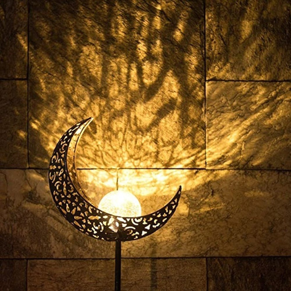 Crescent Stake Light Solar-Powered Pathway Marker Metal & Glass Garden Decor for Walkways Yards Outdoor Landscaping Automatic Dusk-to-Dawn | Thomler
