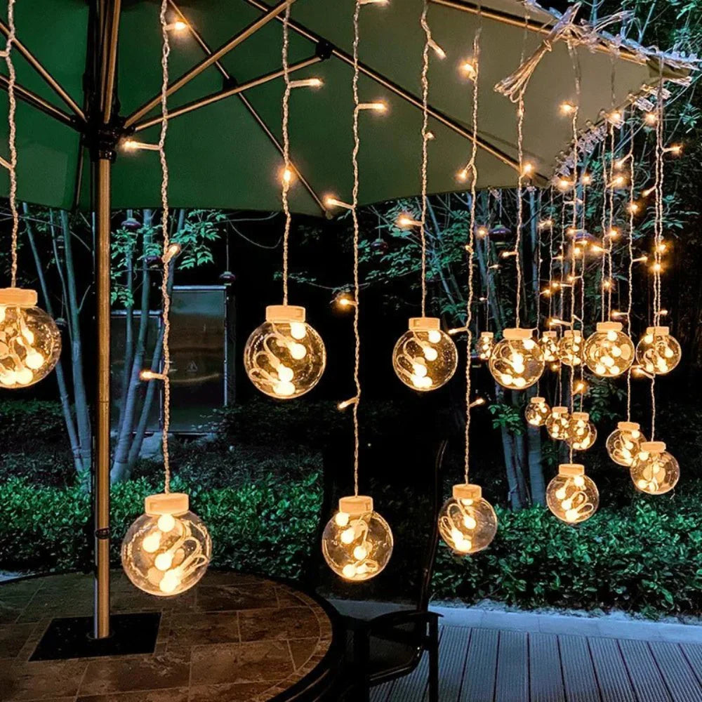 Solar-Powered LED String Lights 10 Feet Automatic Dusk-to-Dawn for Backyard Deck Porch Outdoor Entertaining Weatherproof Design | Thomler