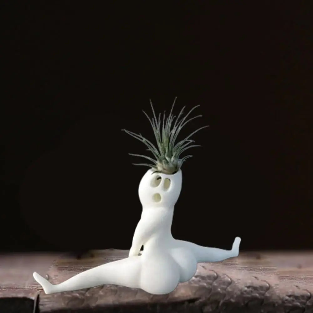 Geistförmiger Air-Plant-Übertopf aus Kunstharz mit stabilem Boden und offenem Design
