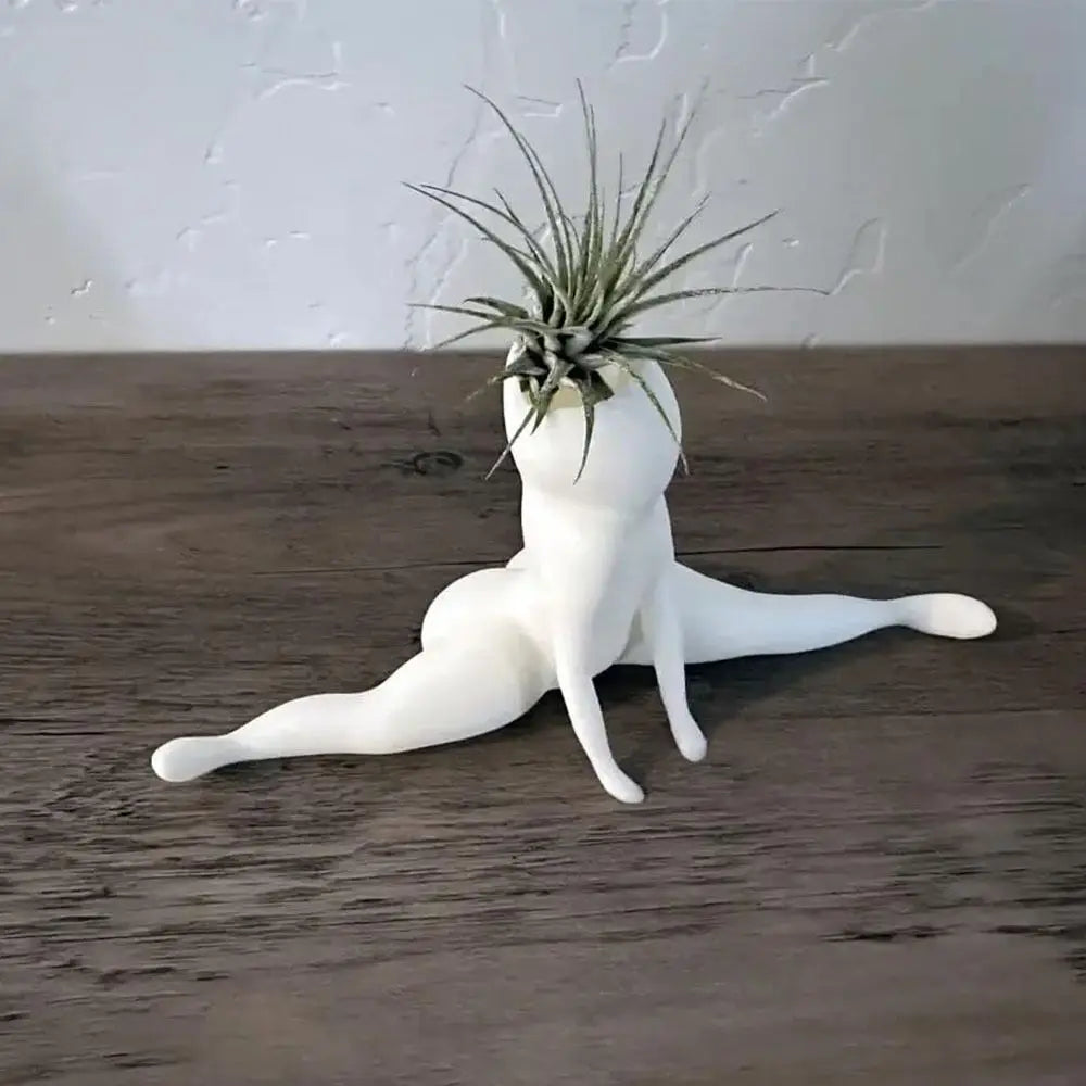 Geistförmiger Air-Plant-Übertopf aus Kunstharz mit stabilem Boden und offenem Design