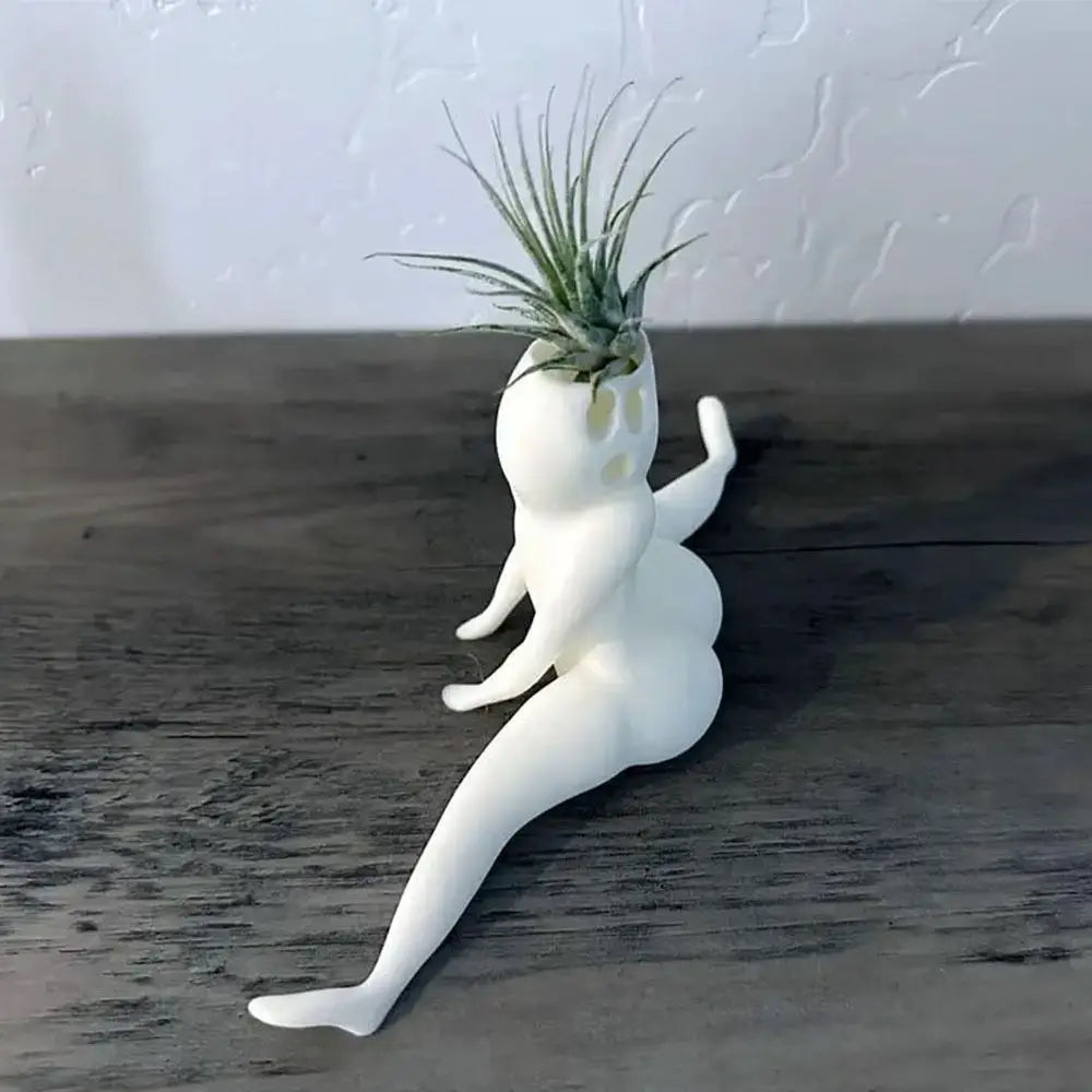 Geistförmiger Air-Plant-Übertopf aus Kunstharz mit stabilem Boden und offenem Design