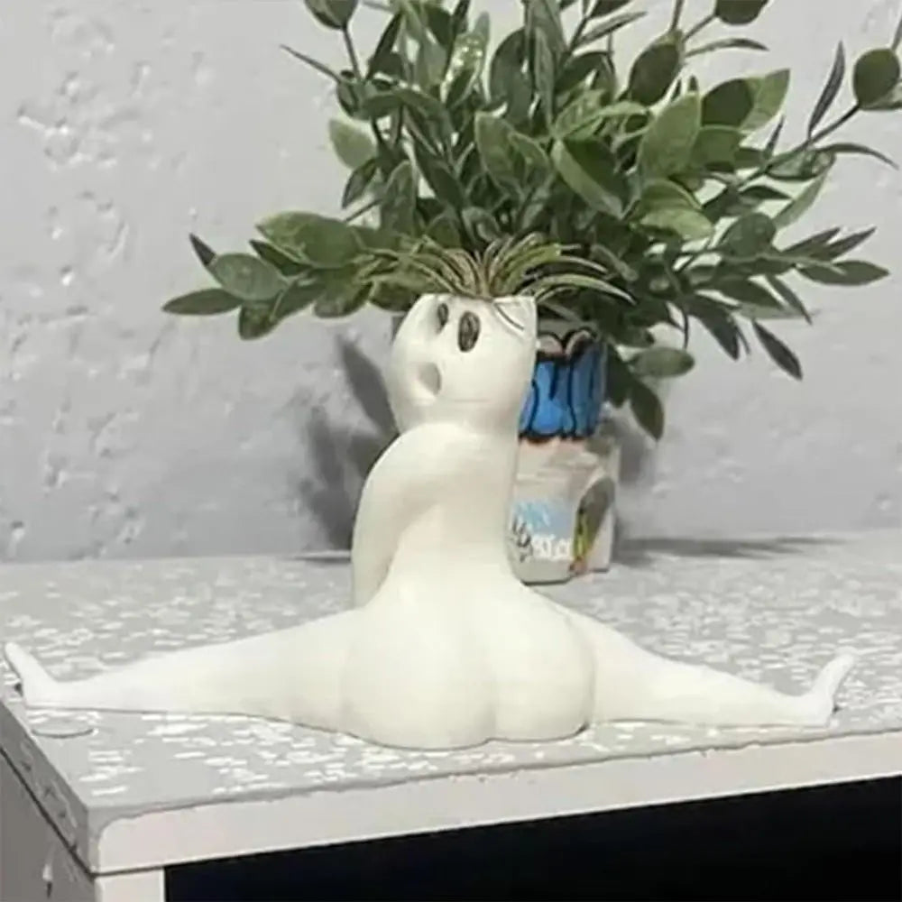 Geistförmiger Air-Plant-Übertopf aus Kunstharz mit stabilem Boden und offenem Design