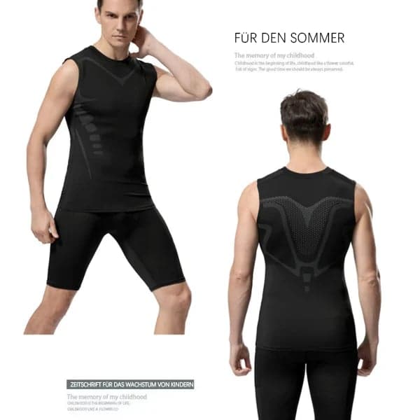 Figurbetontes Unterhemd für Herren – Ärmelloses Kompressionsshirt mit Bruststütze – Atmungsaktive Neopren-Shapewear für Fitnessstudio, Büro & Alltag – Invi