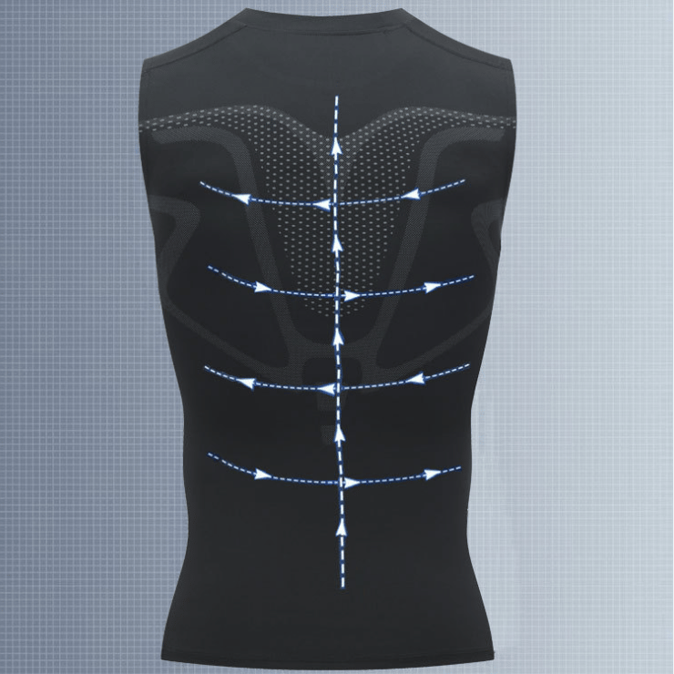 Figurbetontes Unterhemd für Herren – Ärmelloses Kompressionsshirt mit Bruststütze – Atmungsaktive Neopren-Shapewear für Fitnessstudio, Büro & Alltag – Invi