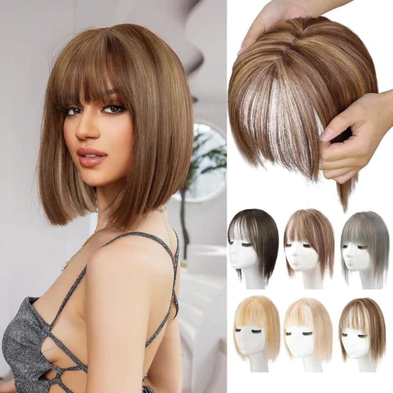Clip-in Pony-Haarteil mit seitlich gestuften Strähnen – Sofortiger Pony-Look für jeden Anlass | Natürliche Textur, hitzebeständig | Thomler