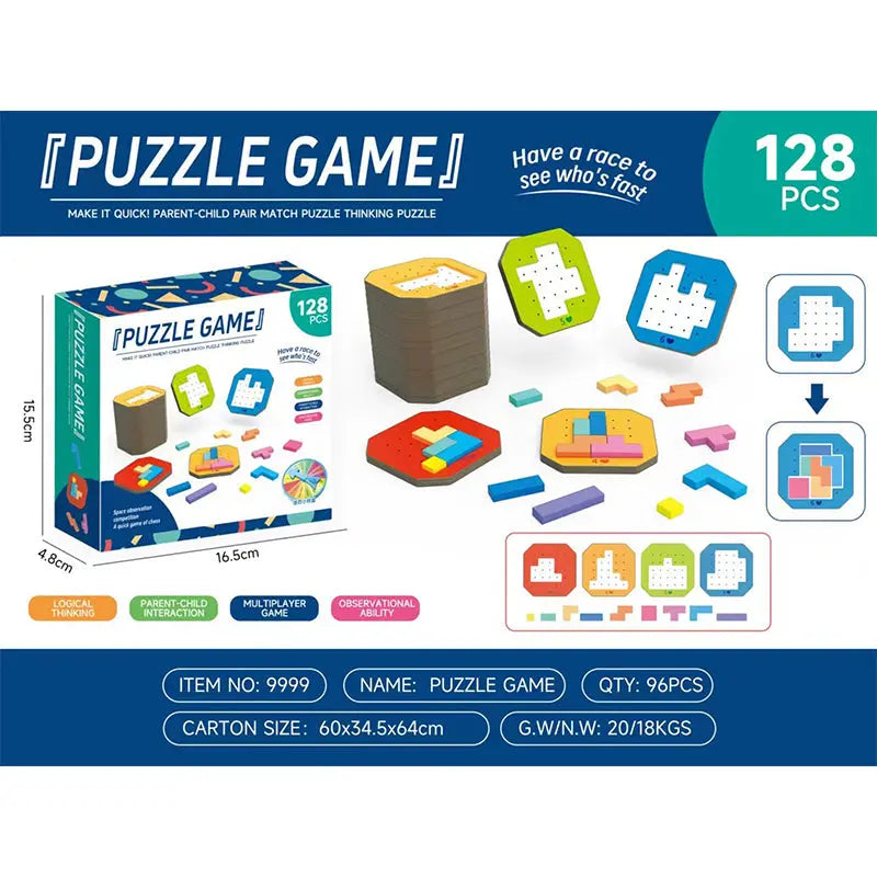 Shape-Matching Brain Teaser Set with 108 Pieces and 20 Pattern Cards for Kids Age 4+ and Adults | Thomler
