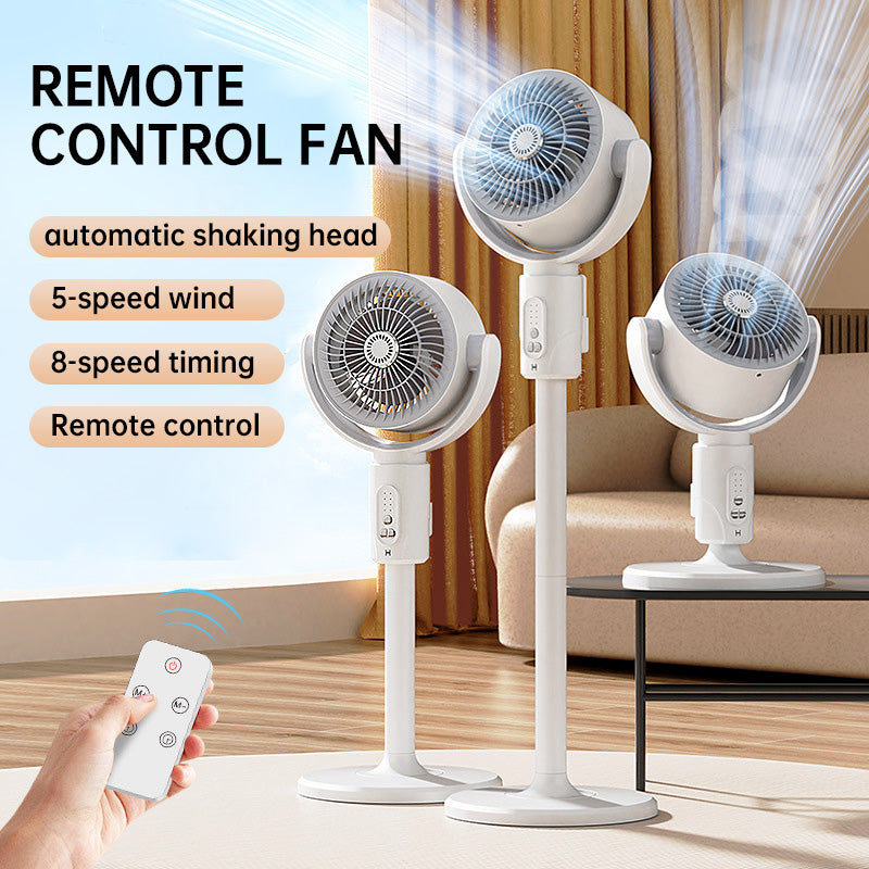 Flüsterleiser Standventilator mit Fernbedienung, USB-betrieben, 5-stufiger oszillierender Turmventilator für Schlafzimmer, Büro, Wohnzimmer, höhenverstellbar