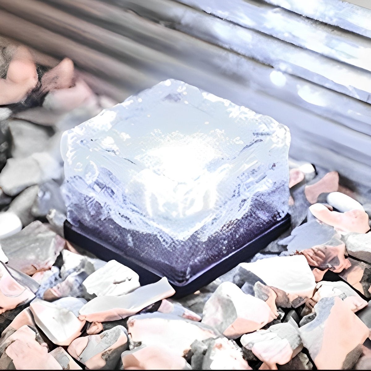 Luces solares para caminos con diseño de cubo de cristal para jardines y senderos, iluminación LED de jardín resistente a la intemperie con cambio de color