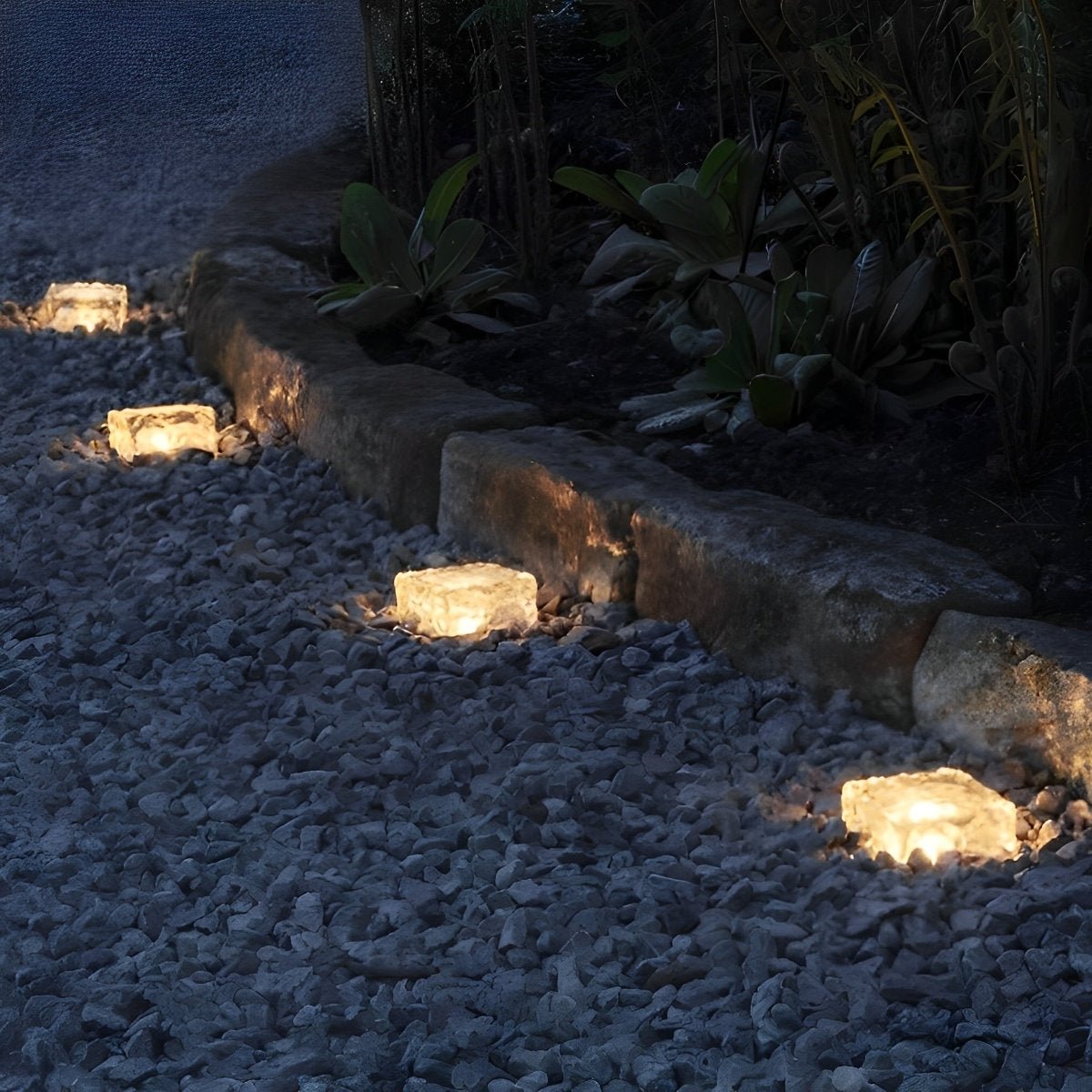 Luces solares para caminos con diseño de cubo de cristal para jardines y senderos, iluminación LED de jardín resistente a la intemperie con cambio de color