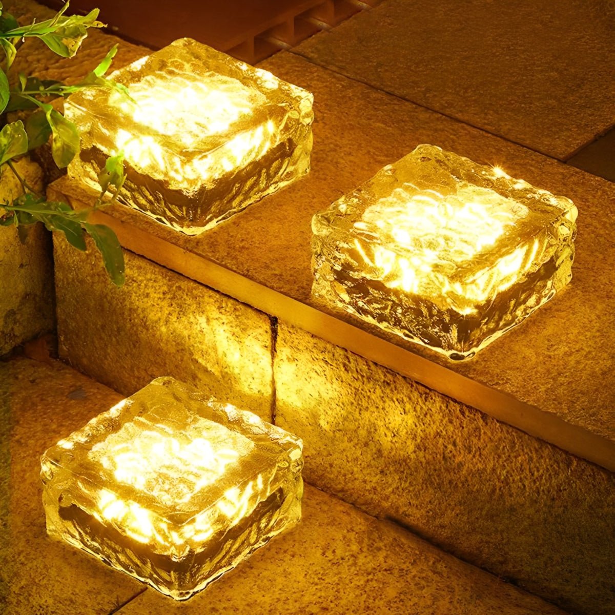 Luces solares para caminos con diseño de cubo de cristal para jardines y senderos, iluminación LED de jardín resistente a la intemperie con cambio de color