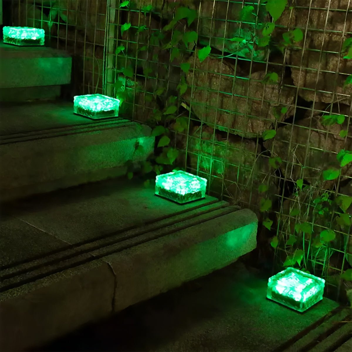 Luces solares para caminos con diseño de cubo de cristal para jardines y senderos, iluminación LED de jardín resistente a la intemperie con cambio de color