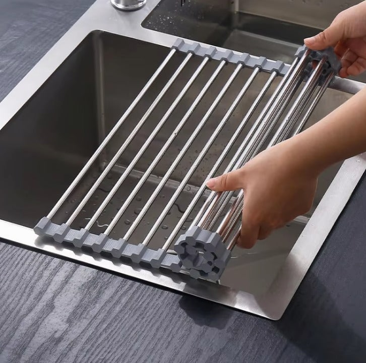 Escurridor plegable de acero inoxidable