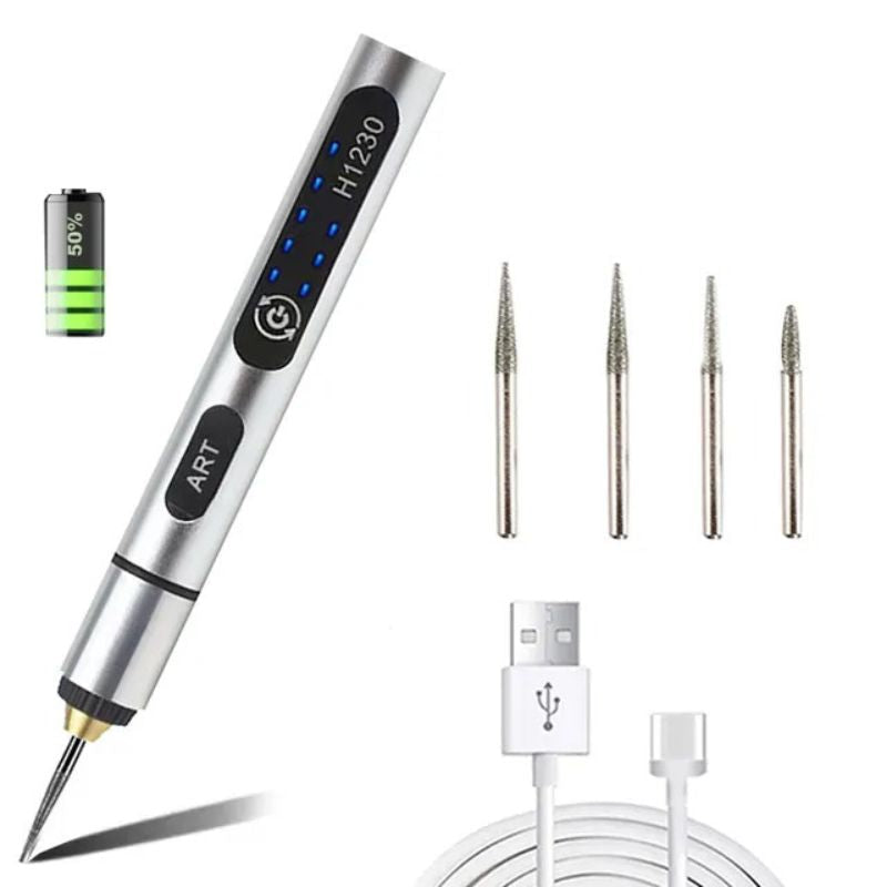 Portable Rotary Tool Kit with LCD Speed Display, Multi-Material Carving Device for Wood Metal Glass Leather, USB Chargeable Handheld Etching | Thomler