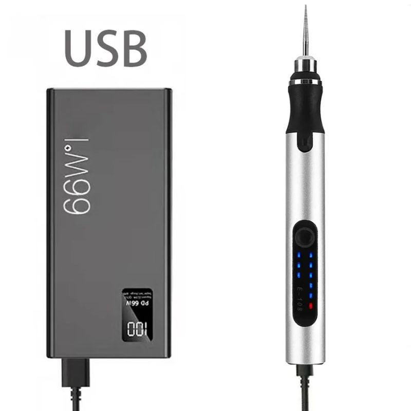 Portable Rotary Tool Kit with LCD Speed Display, Multi-Material Carving Device for Wood Metal Glass Leather, USB Chargeable Handheld Etching | Thomler