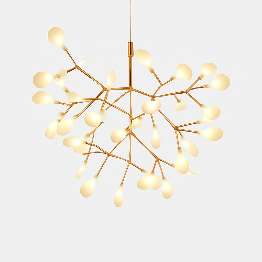 Multi-Branch LED Ceiling Fixture with Adjustable Height for Dining Room & Living Room | Modern Metal Chandelier in Copper or Black | Dimmabl | Thomler